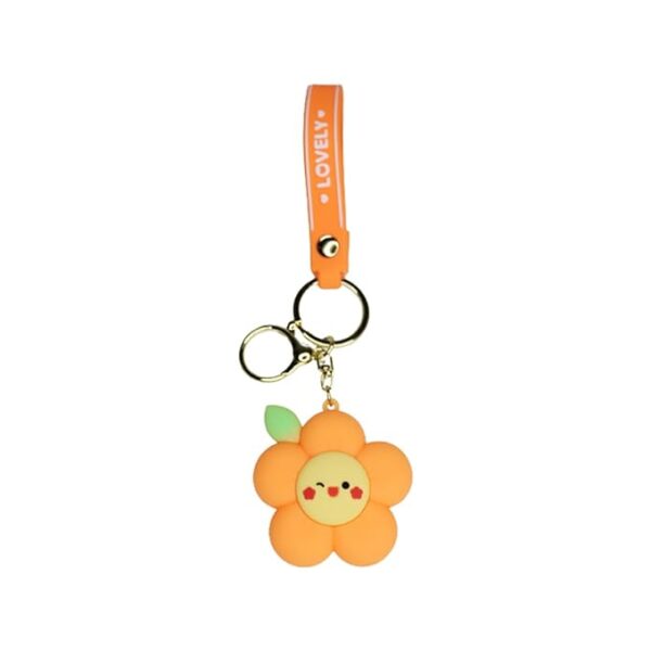 Adorable Orange Flower 2-in-1 Cartoon Style Keychain - Image 3