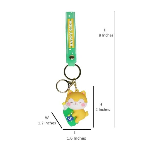 Yellow Teddy with mint 2-in-1 Cartoon Style Keychain - Image 3