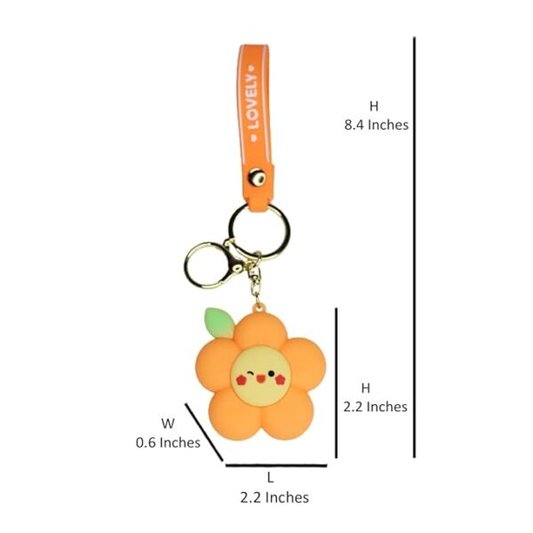 Adorable Orange Flower 2-in-1 Cartoon Style Keychain - Image 2