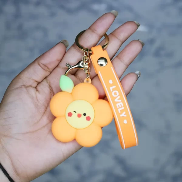 Adorable Orange Flower 2-in-1 Cartoon Style Keychain