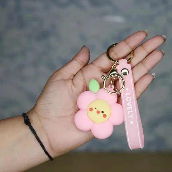 3D pink flower Keychain