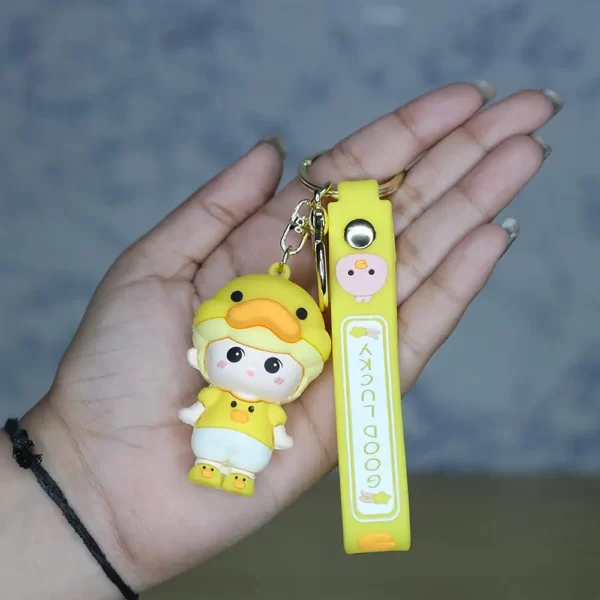 3D yellow duck doll shape Keychain