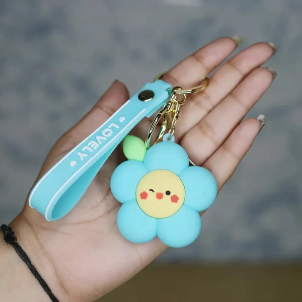 3D blue flower Keychain