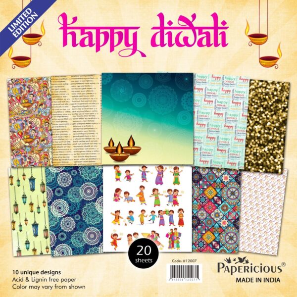 Happy Diwali - Designer Pattern Printed Scrapbook Papers 12x12 inch / 20 sheets