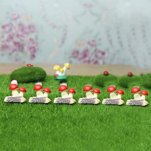 Miniature Toys Set of 2 Mushroom on Log